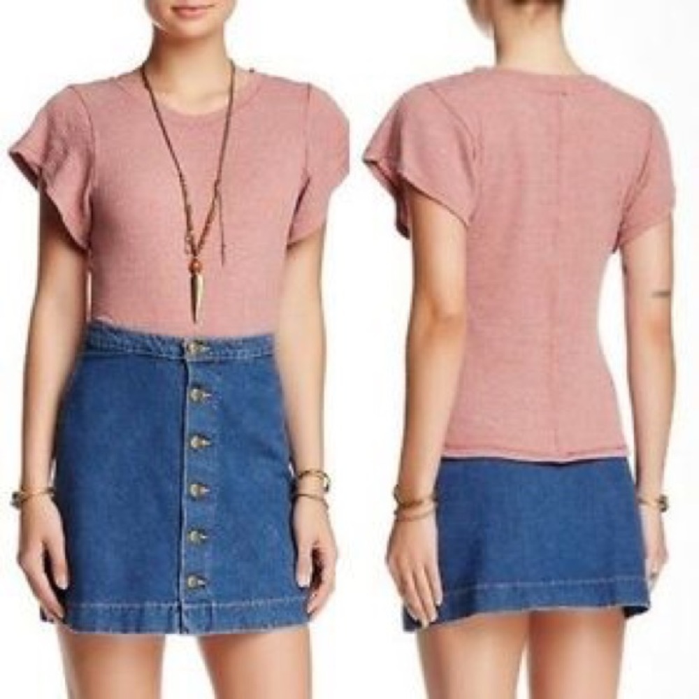 Free people long thermal waffle knit top